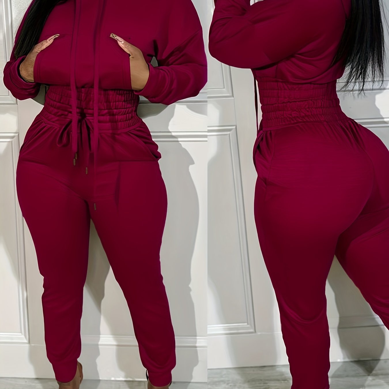 Girdle Casual Hoodie And Cuff Jogging Sweatpants