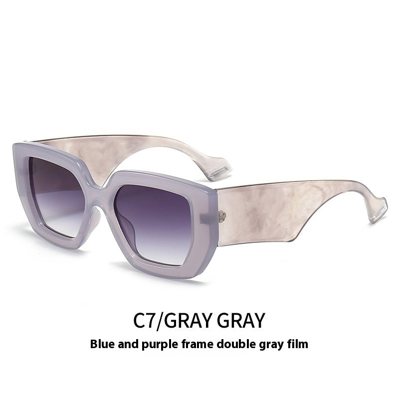 Big Square Rim Contrast Color Sunglasses Female To Make Round Face Thin-looked Fashion