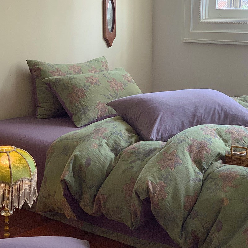 French Yarn-dyed Jacquard Double-layer Yarn Cotton Gauze Four-piece Set