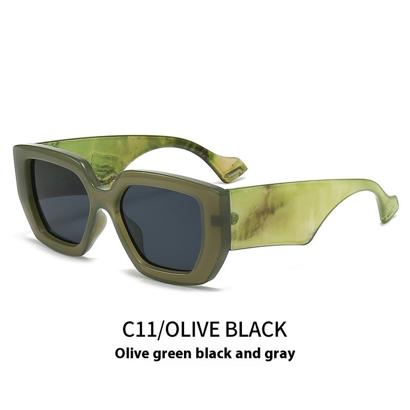 Big Square Rim Contrast Color Sunglasses Female To Make Round Face Thin-looked Fashion