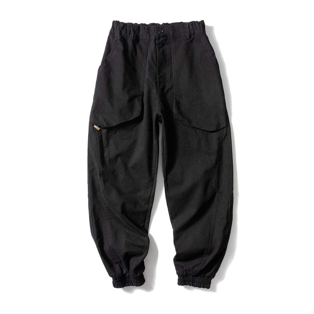 Solid Color Large Pocket Tapered Casual Pants