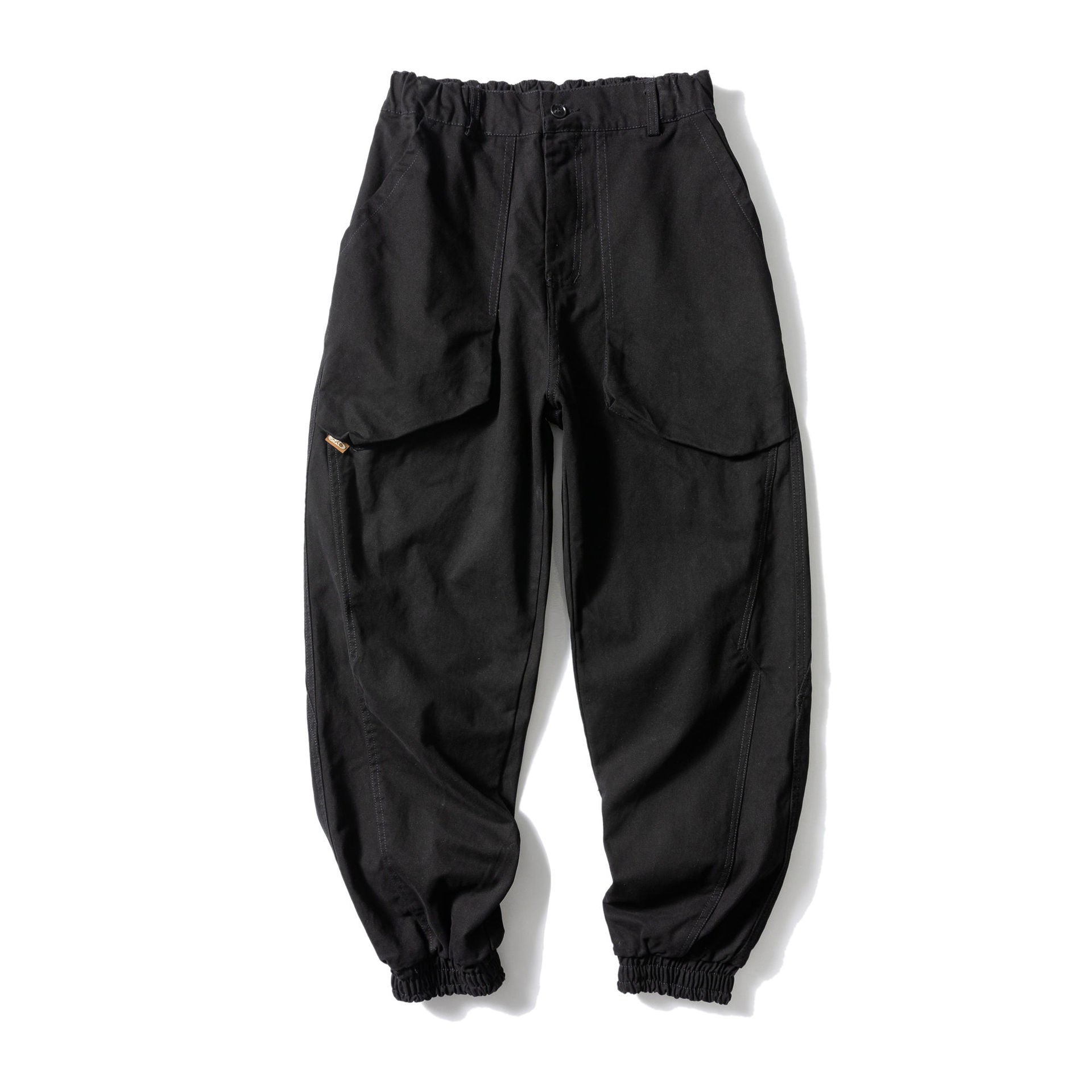 Solid Color Large Pocket Tapered Casual Pants