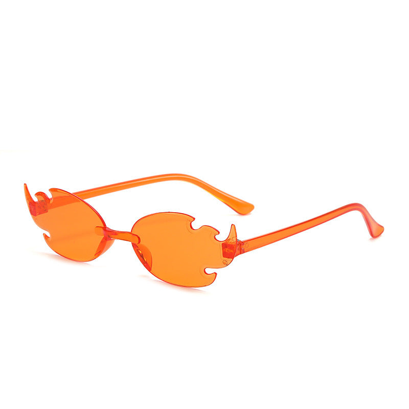 Flame European And American Personalized Trend One-piece Frameless Colorful Dance Party Candy Color Glasses