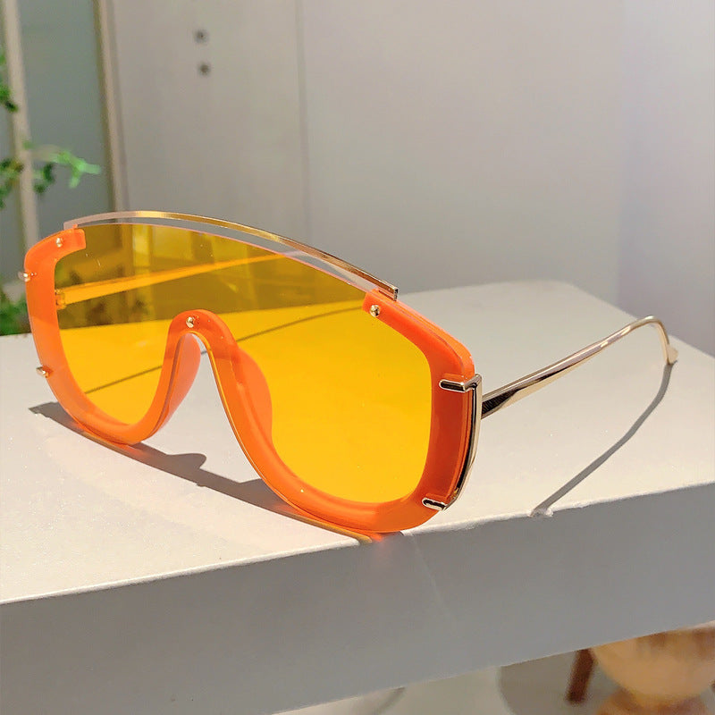 Colorful Personality One-piece Large Frame Fashionable Sunglasses