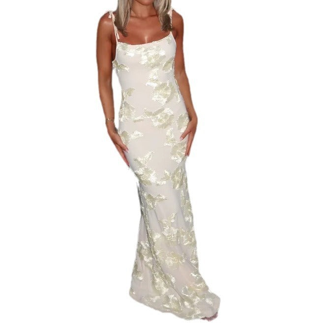 Fashion Suspenders Package Hip Three-dimensional Plate Flower Dress