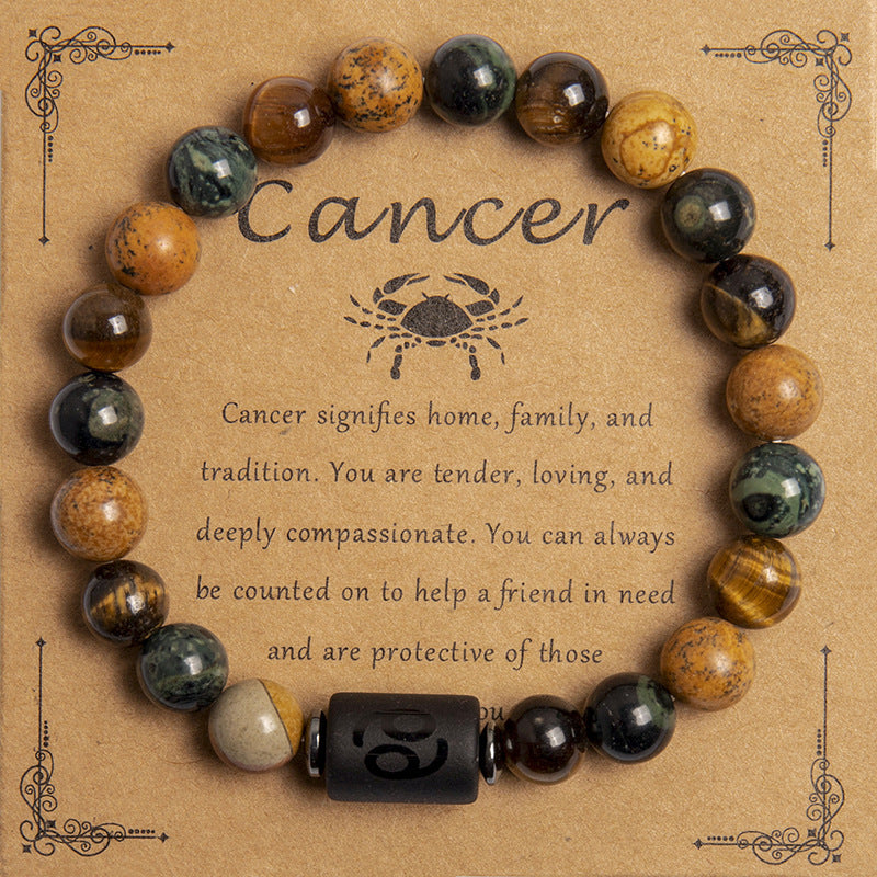European And American New Natural Picture Tigereye Twelve Constellation Beaded Bracelet