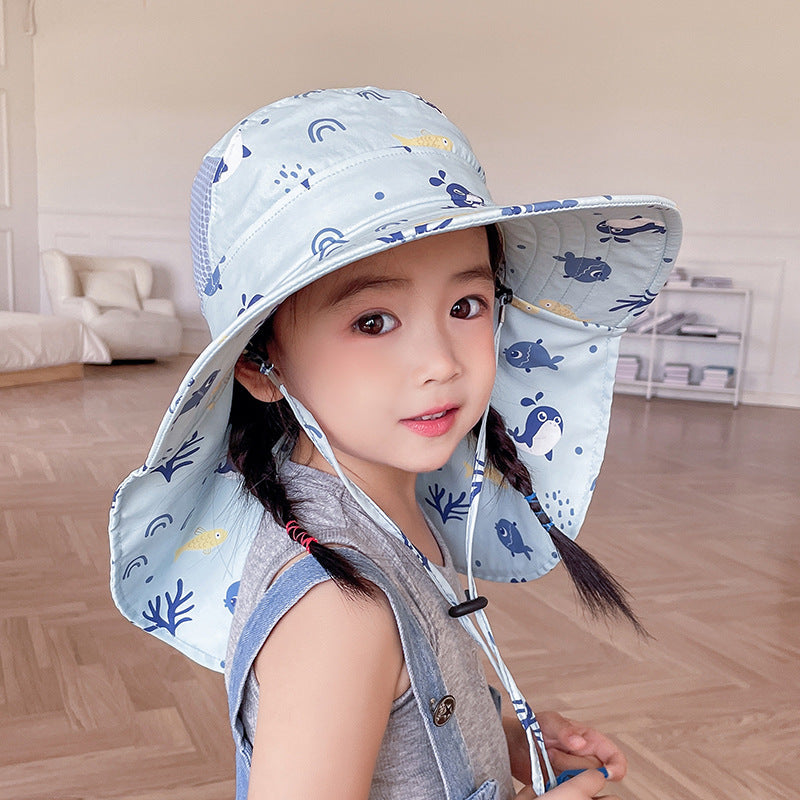 Baby Sunshade Thin Breathable Neck Protection Sun Hat Shawl