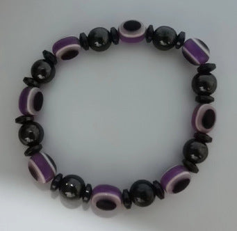 Colorful Flat Beads Black Stone Magnet Elastic Bracelet