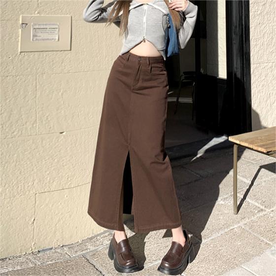 High Waisted Loose A-line Mid Length Wrap Hip Skirt