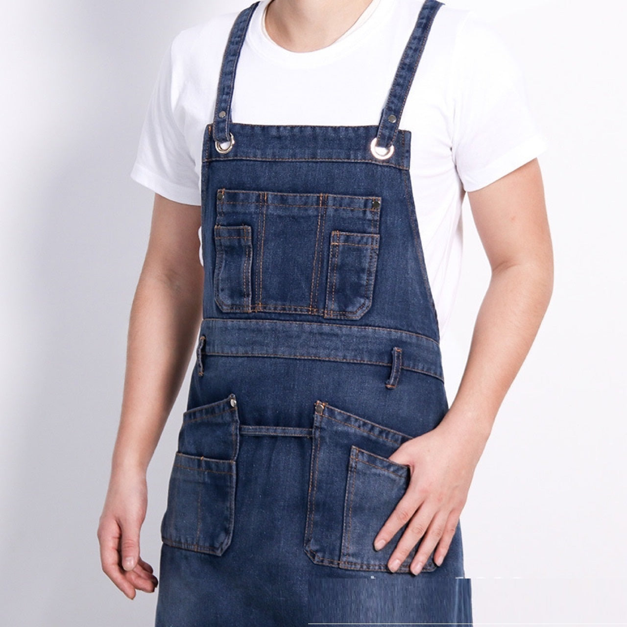 Kitchen Floral Art Men's And Women's Work Clothes Overclothes Cotton Jean Apron