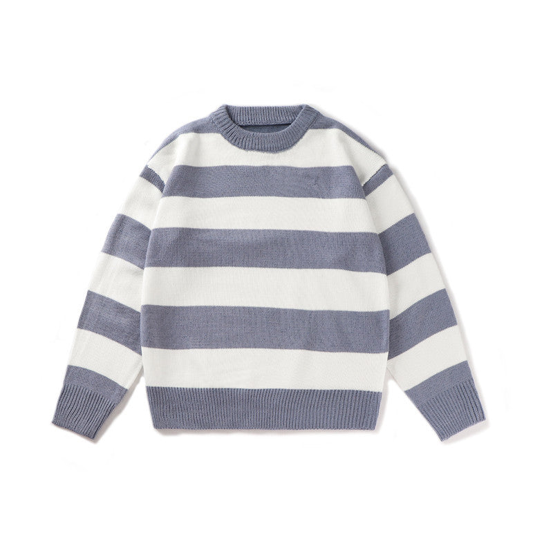 Men's And Women's Fashion Casual Loose Round Neck Clashing Jumper