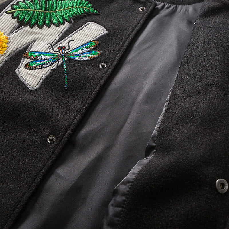 Men's New Jacket Embroidered Standard Woolen Stand Collar Baseball Jersey