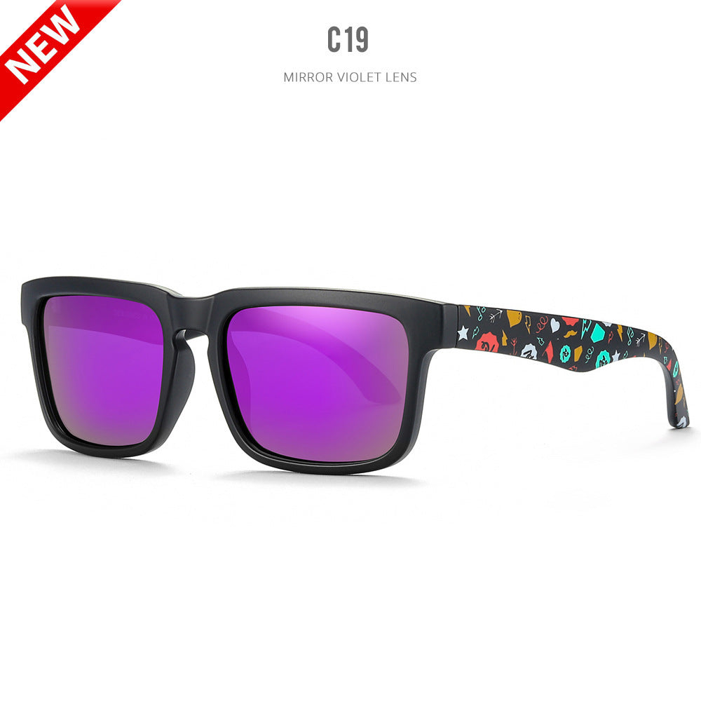 Outdoor Sunglasses Square Sunglasses Colorful Real Film UV Protection