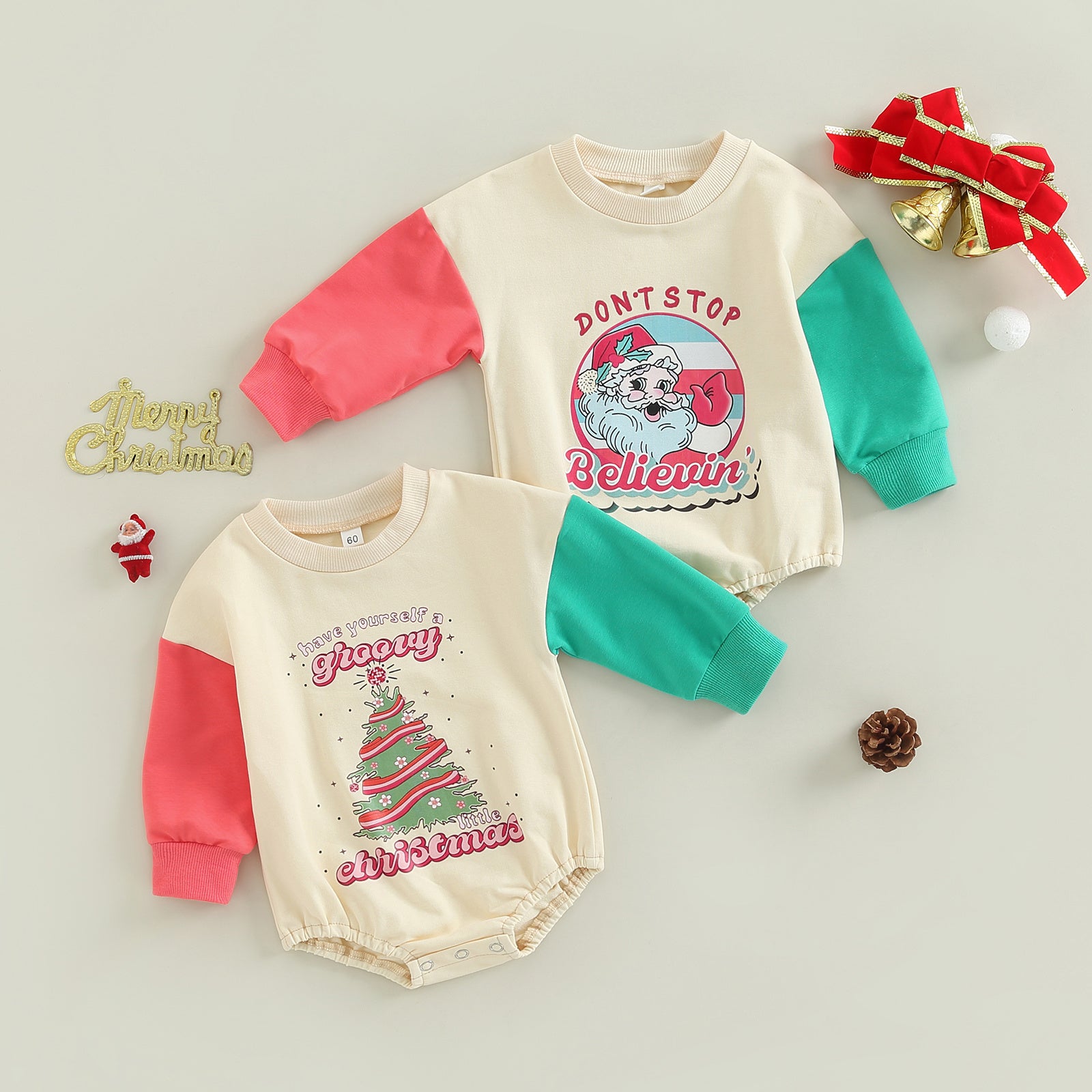 New Color Contrast Long Sleeve Children's Christmas