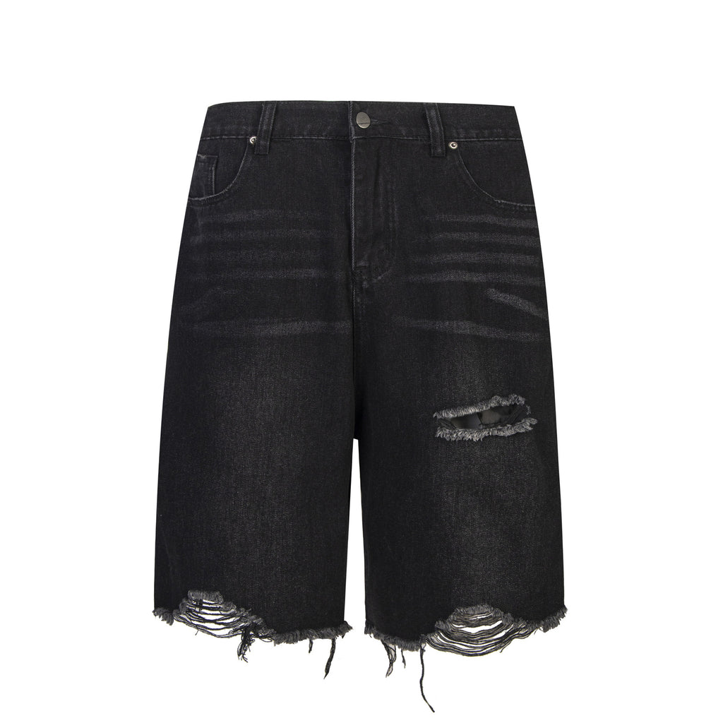 Ripped Raw Hem Jeans Men And Women