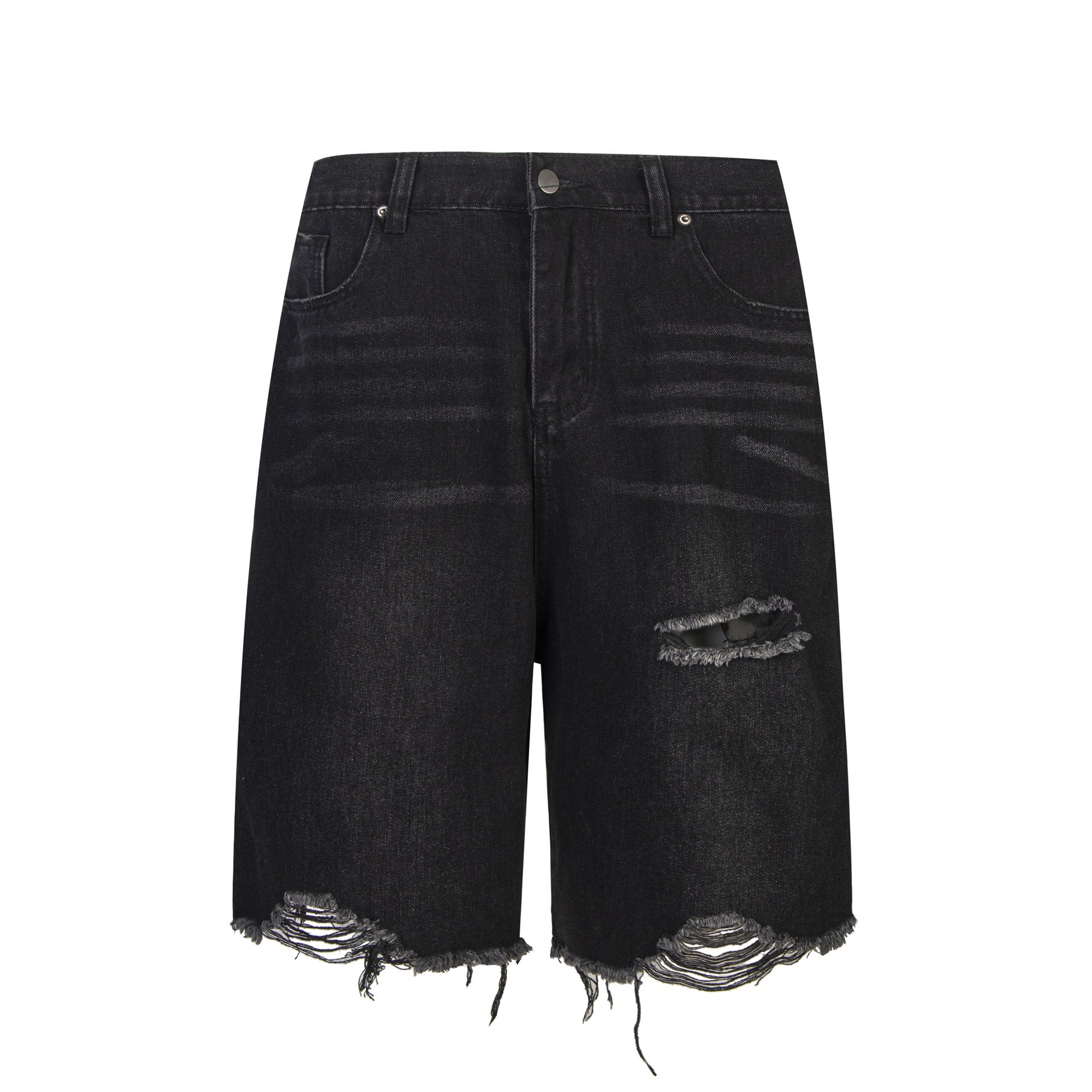 Ripped Raw Hem Jeans Men And Women