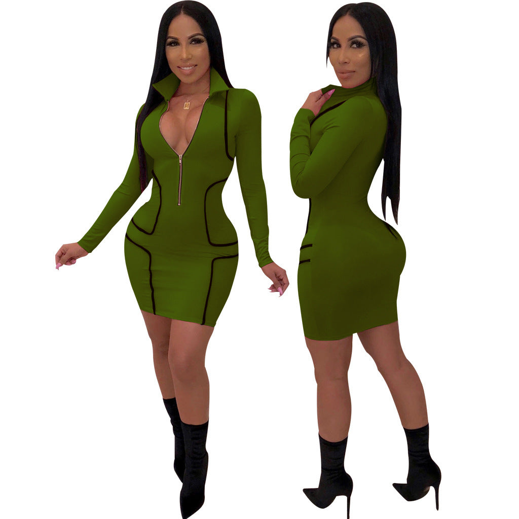 Fashion V-neck Mid-length Dress Women's Clothing Dress