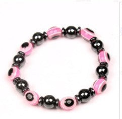 Colorful Flat Beads Black Stone Magnet Elastic Bracelet