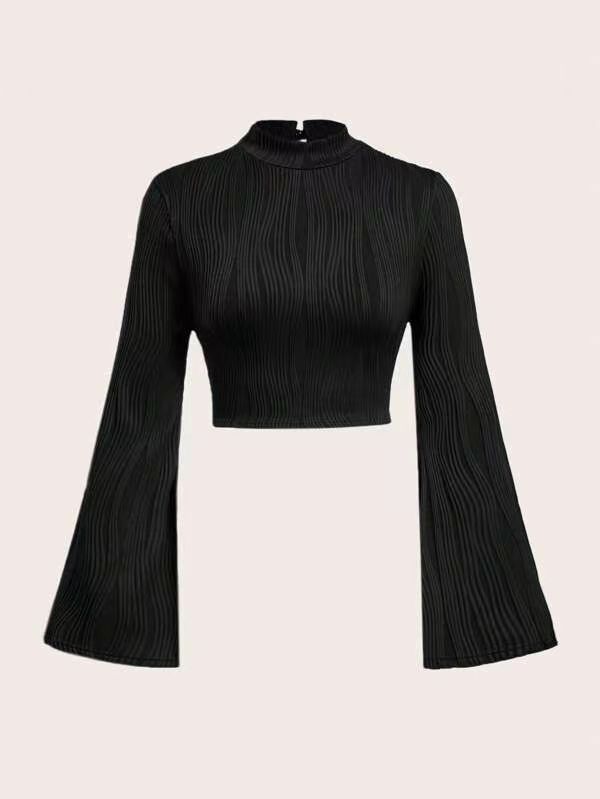 Printed Sexy Lace Thick Long Sleeved T-shirt Knitted Sweater