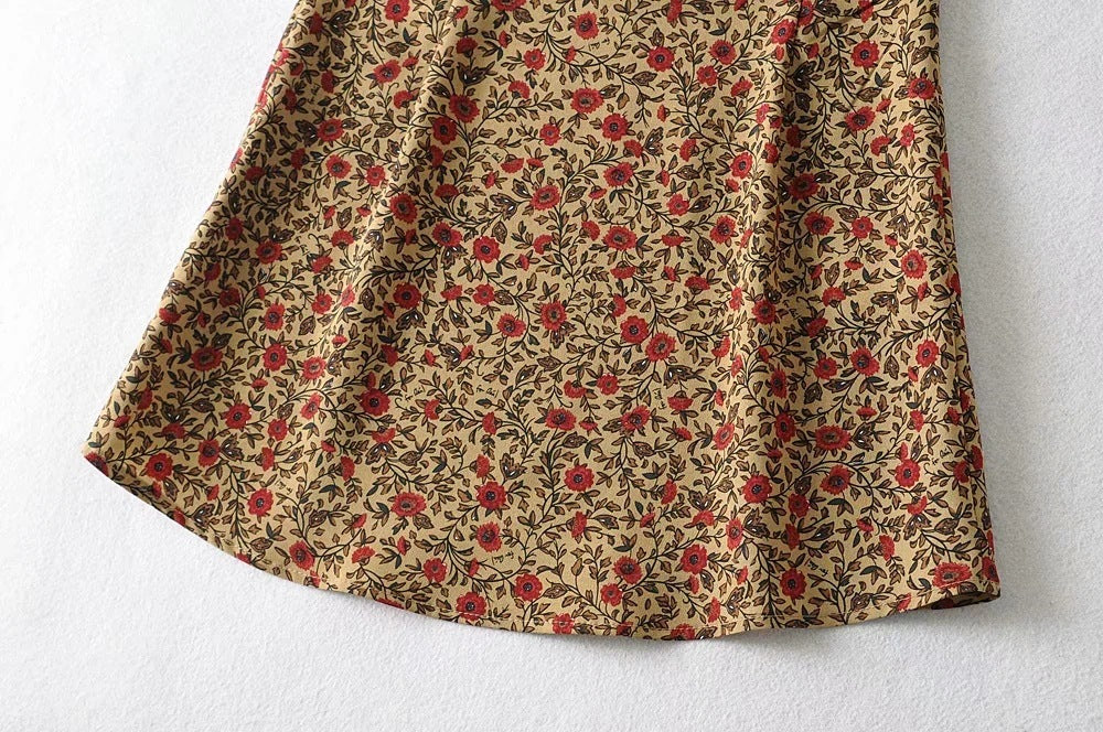 High Waist Make Legs Look Long Curved Hem Printing Skirt A- Line Skirt