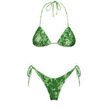 Printed Reversible Lace-up Triangle Bikini