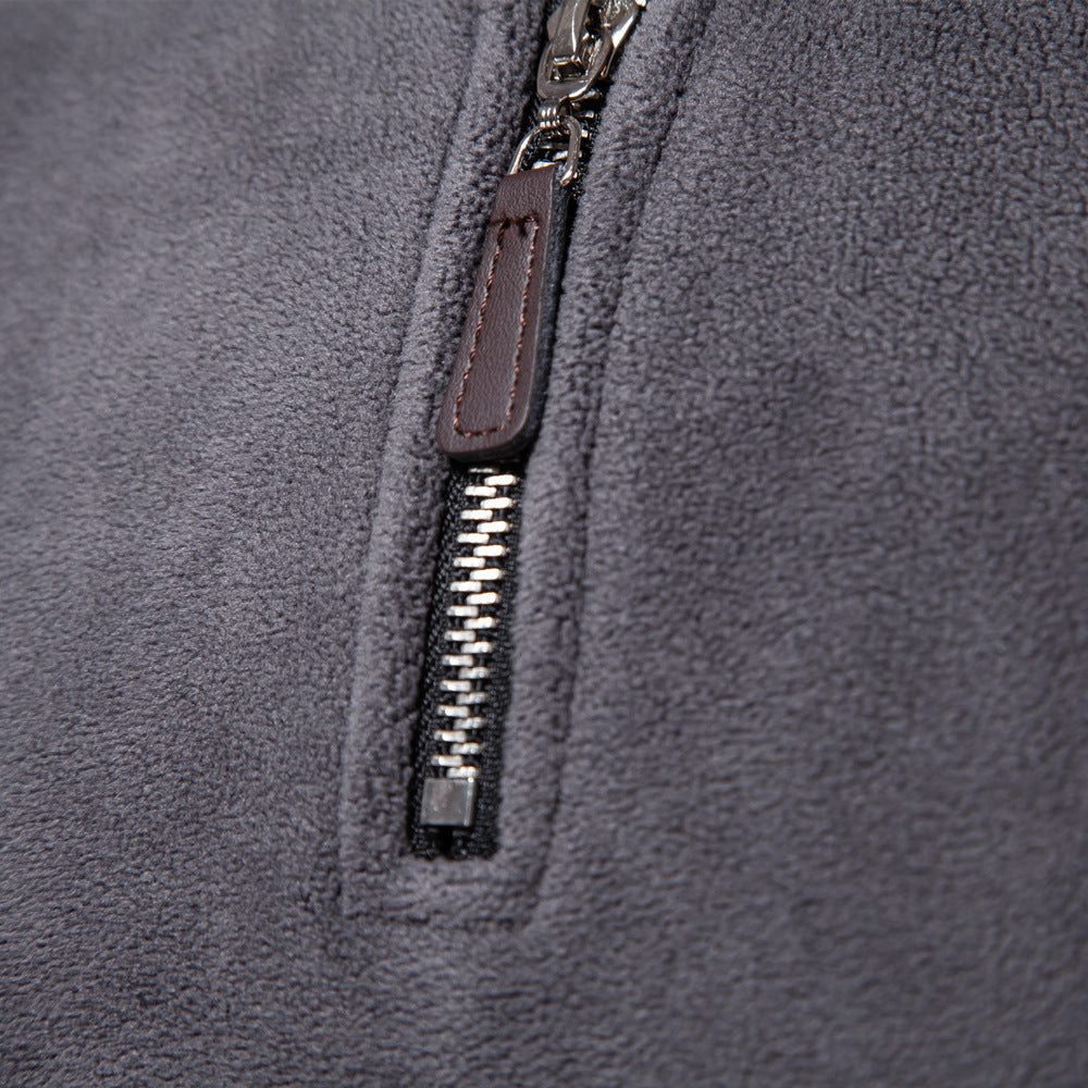 Men's Autumn And Winter New Stand Collar Half Zip Long-sleeved Sweater
