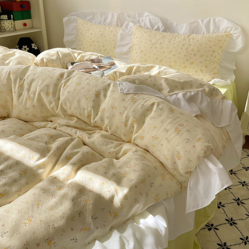 Four-piece Bed Set Washed Cotton Duvet Cover Sheets