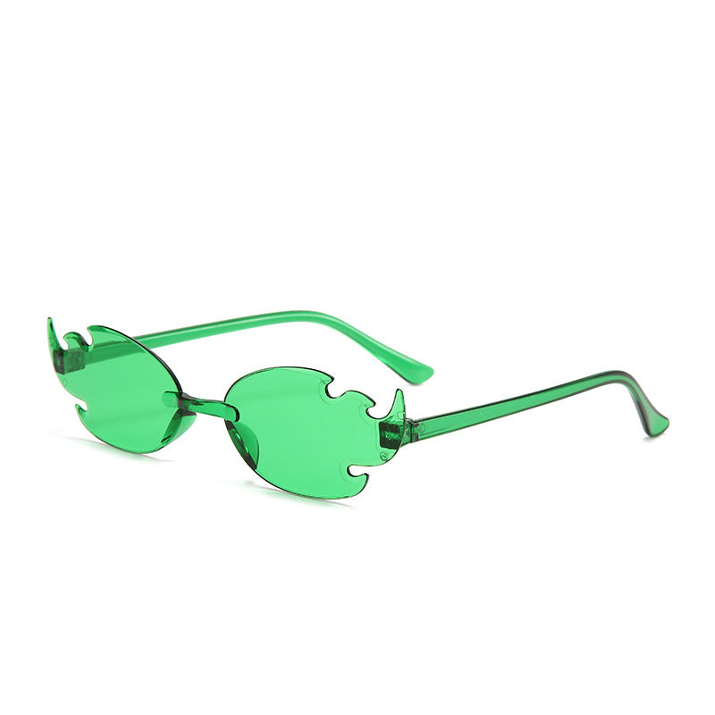 Flame European And American Personalized Trend One-piece Frameless Colorful Dance Party Candy Color Glasses