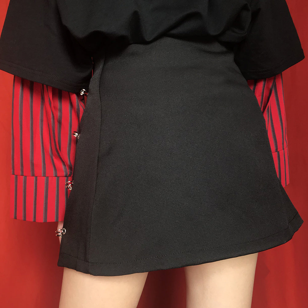 Flectit Punk Rock Style Safety Pin A-Line Mini Skirt With