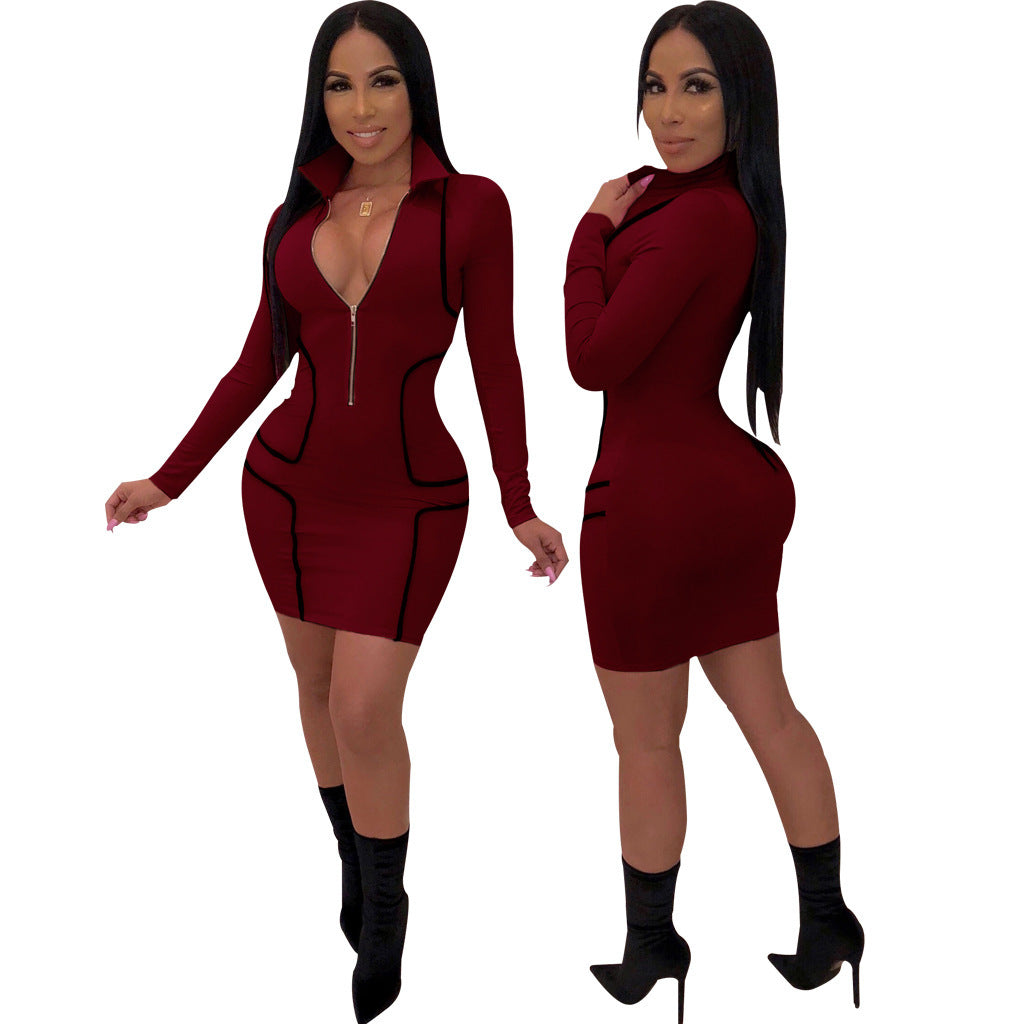 Fashion V-neck Mid-length Dress Women's Clothing Dress