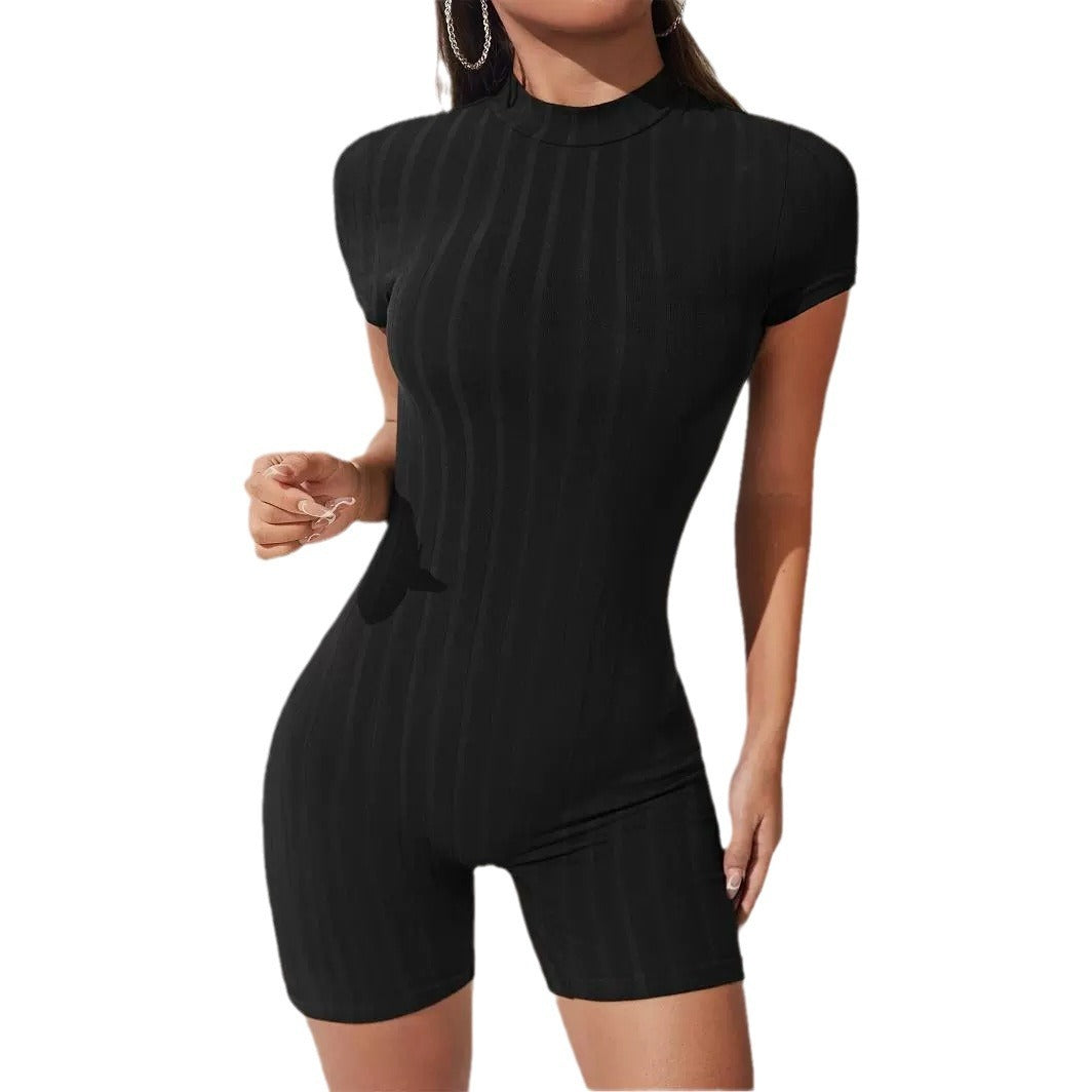 European And American Style Fashionable Temperament Slim Fit Sexy Short Sleeve Jumpsuit