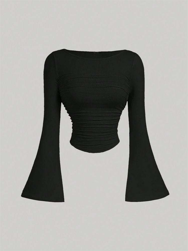 Printed Sexy Lace Thick Long Sleeved T-shirt Knitted Sweater