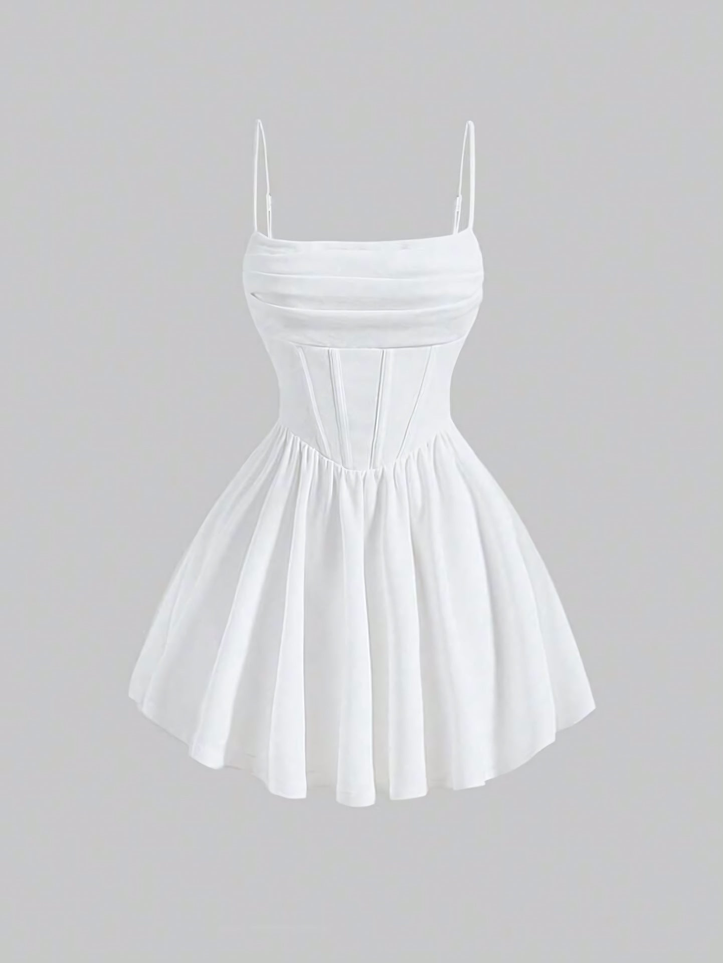 Sexy Dress Solid Color Pleated Back Zipper Sling Dress