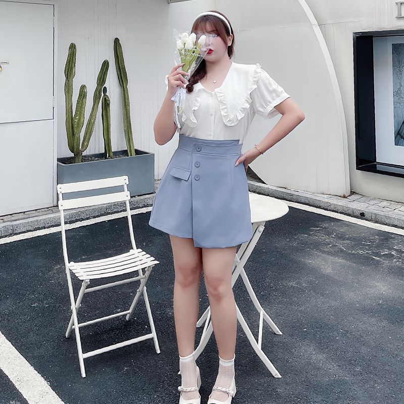 A-line High-waisted Suit With Anti-glare Culottes