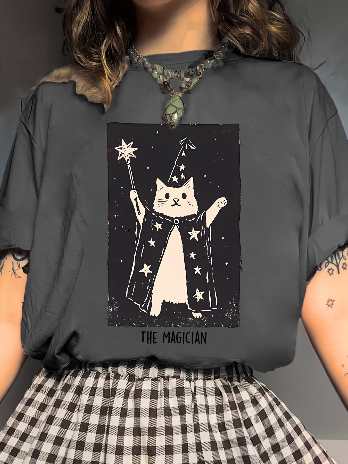 Women's Magic Kitten Cute Printed Cartoon Short Sleeve