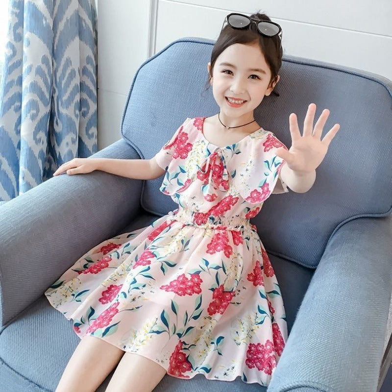 Korean Style Fashionable Floral Chiffon Dress