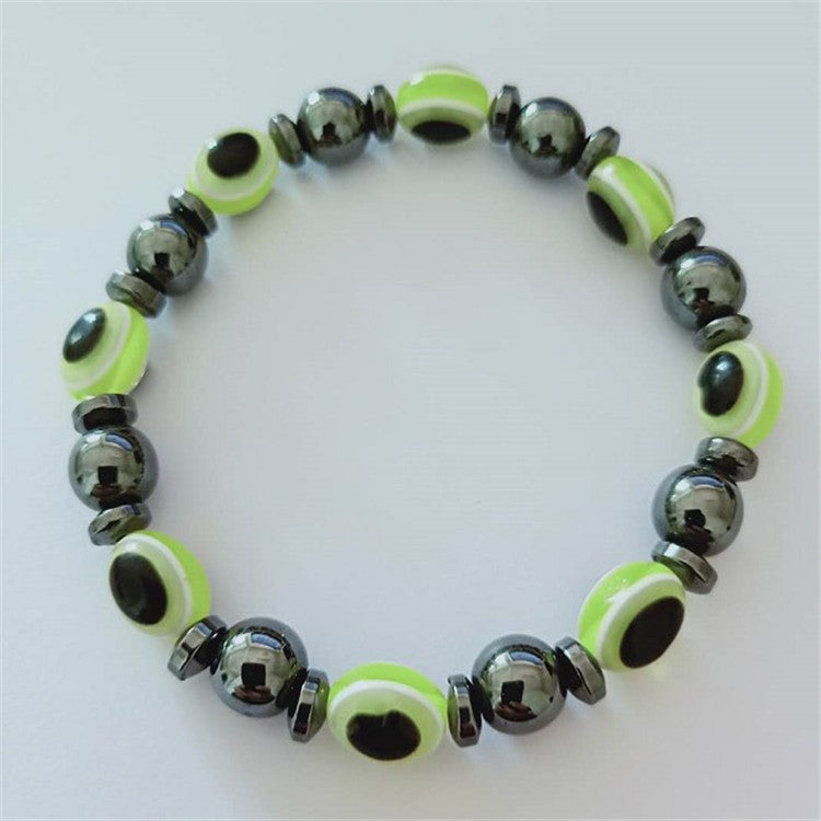 Colorful Flat Beads Black Stone Magnet Elastic Bracelet