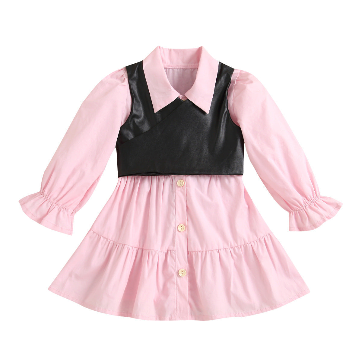 Baby Plus Shirt Dress BlackPU Leather