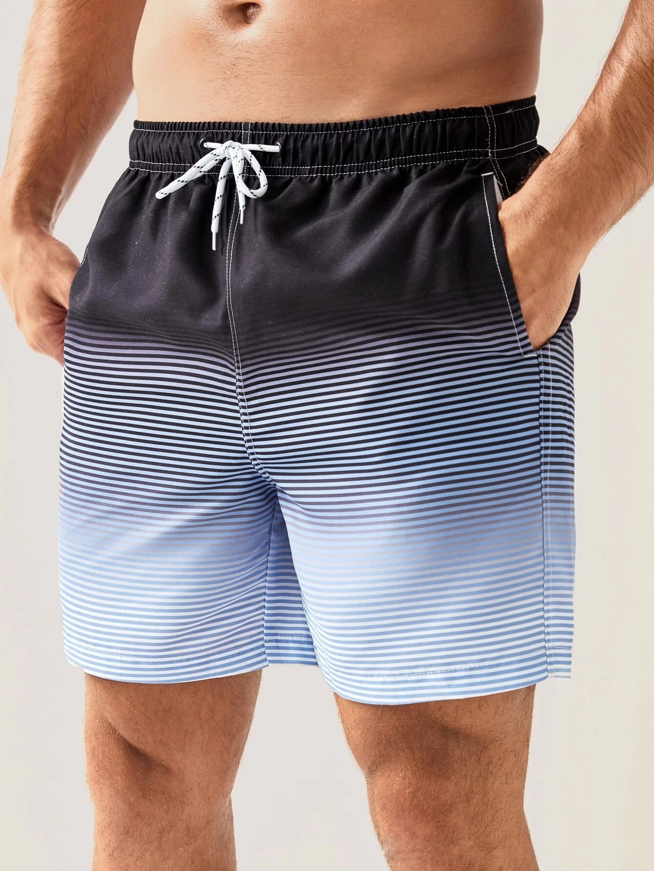 Men's Versatile Casual 3D Printed Striped Shorts