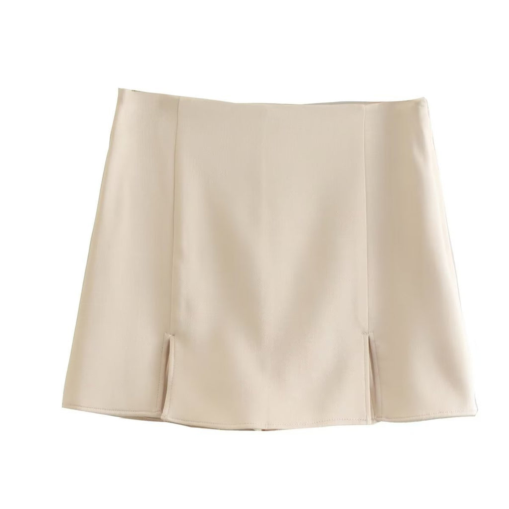 New Tricolor Split Design Textured Culottes