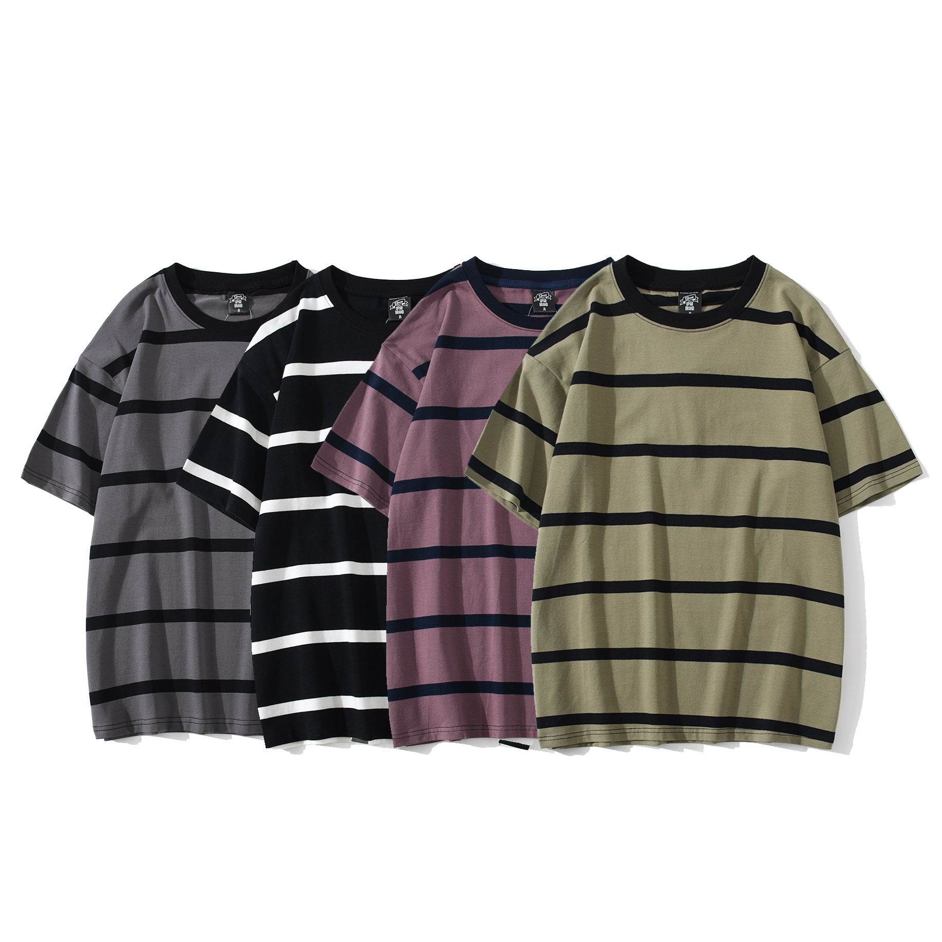 New Striped Short-sleeved T-shirt Men's Fashion Simple And Loose