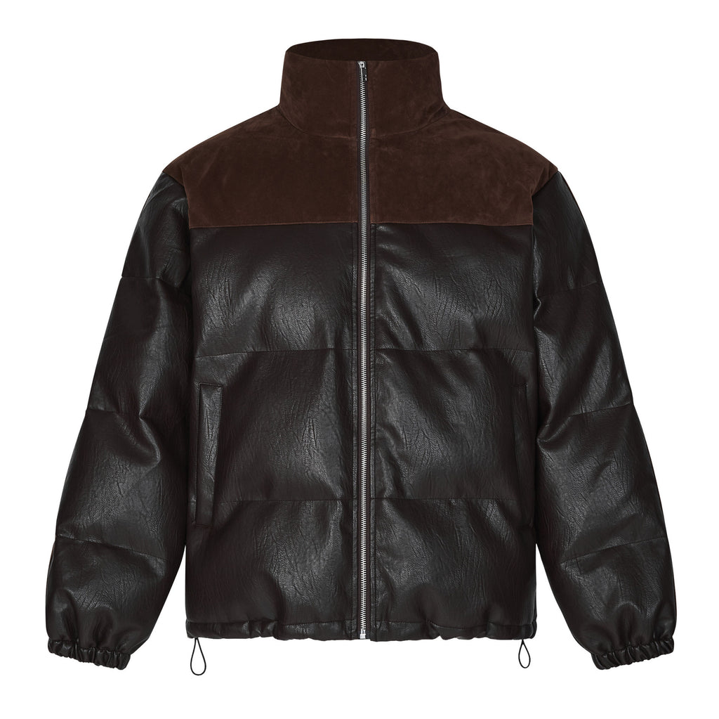 Leather Semi-high Collar Warm Bread Cotton-padded Jacket