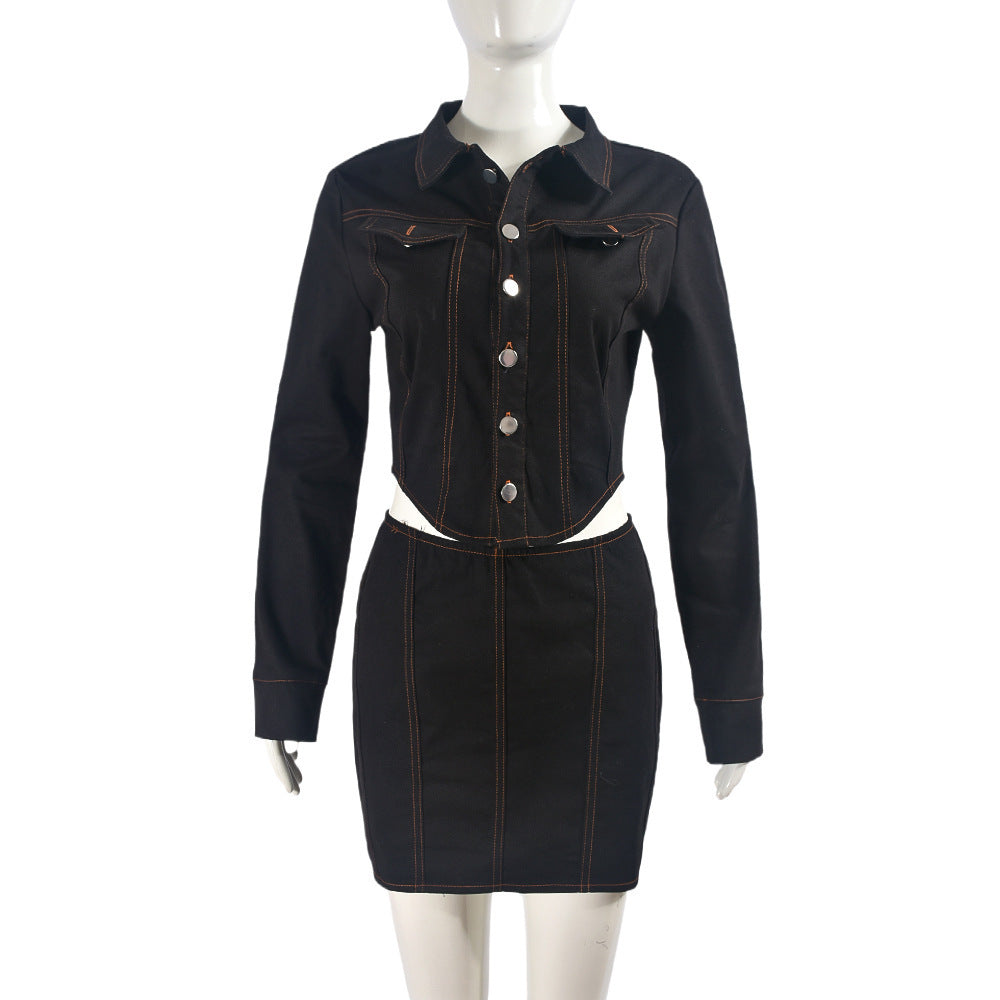 European And American Overall Suit New Short Skirt Two-piece Set Sexy Women Clothing