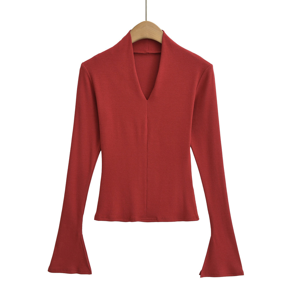 Women's Bottoming Shirt Sexy Slim Flared Long Sleeve