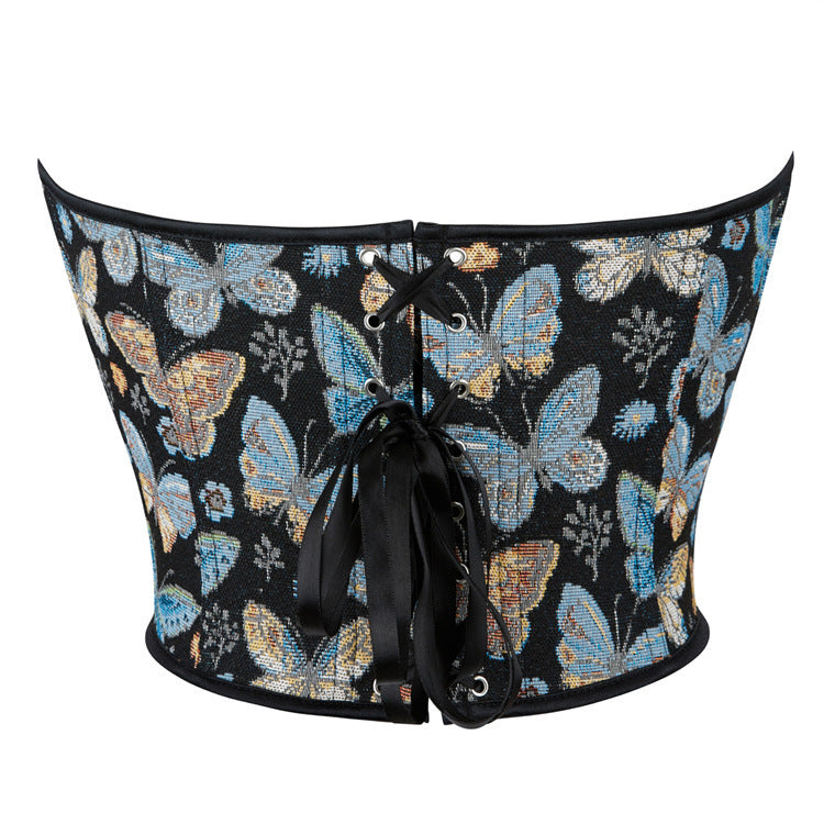 Blue Butterfly Pattern Tube Top Push Up Ladies