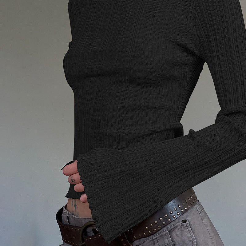 New Slim Fit Slimming Long Sleeves Knitted Top For Women