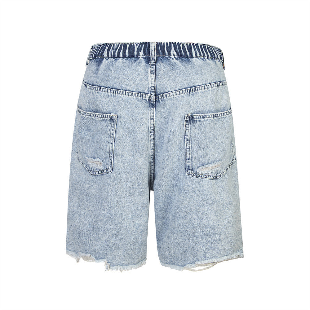 Ripped Raw Hem Jeans Men And Women