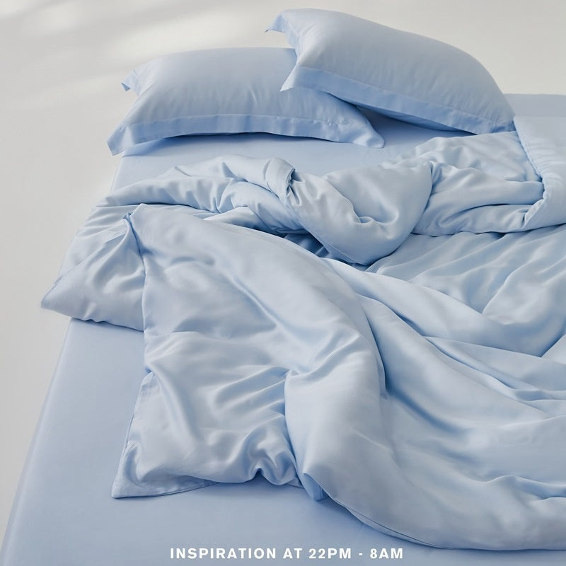 Summer Pure Color Silky Lyocell Cool Feeling Ice Silk Four-piece Set