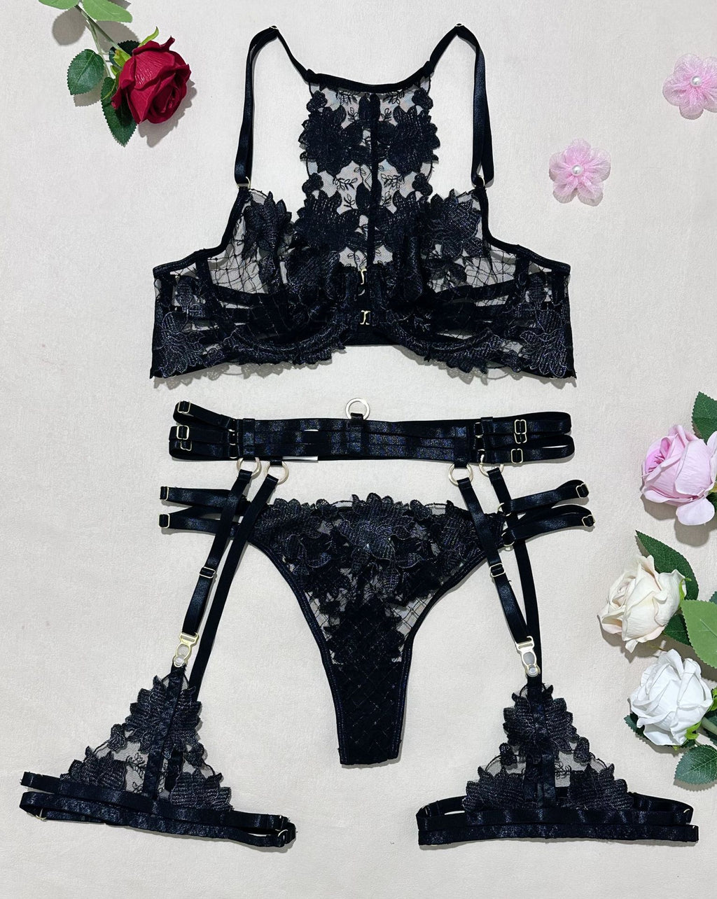 Underwear Push Up Four-piece Set With Steel Ring
