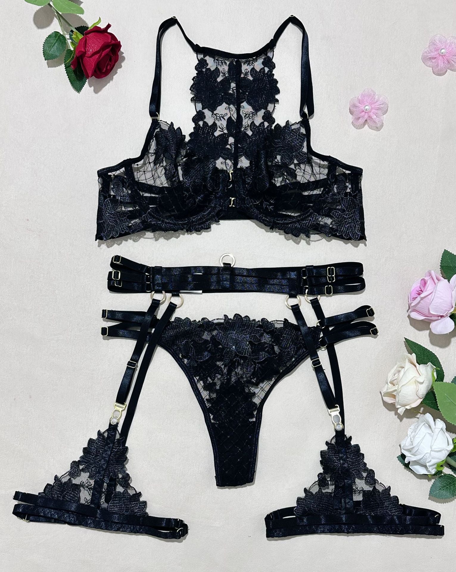 Underwear Push Up Four-piece Set With Steel Ring